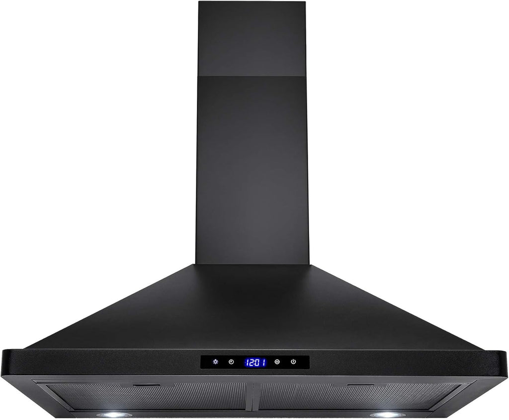 Black Painted Stainless Steel Range Hood with Lights and Carbon Filters Z8568
