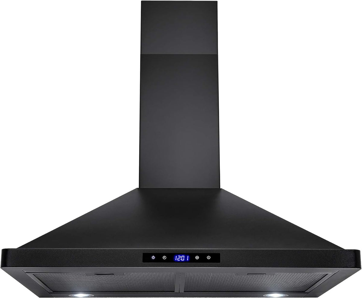 Black Painted Stainless Steel Range Hood with Lights and Carbon Filters Z8568