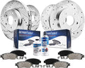 Front Rear Drilled Slotted Rotors + Brake Pads Replacement 10pc set V23462