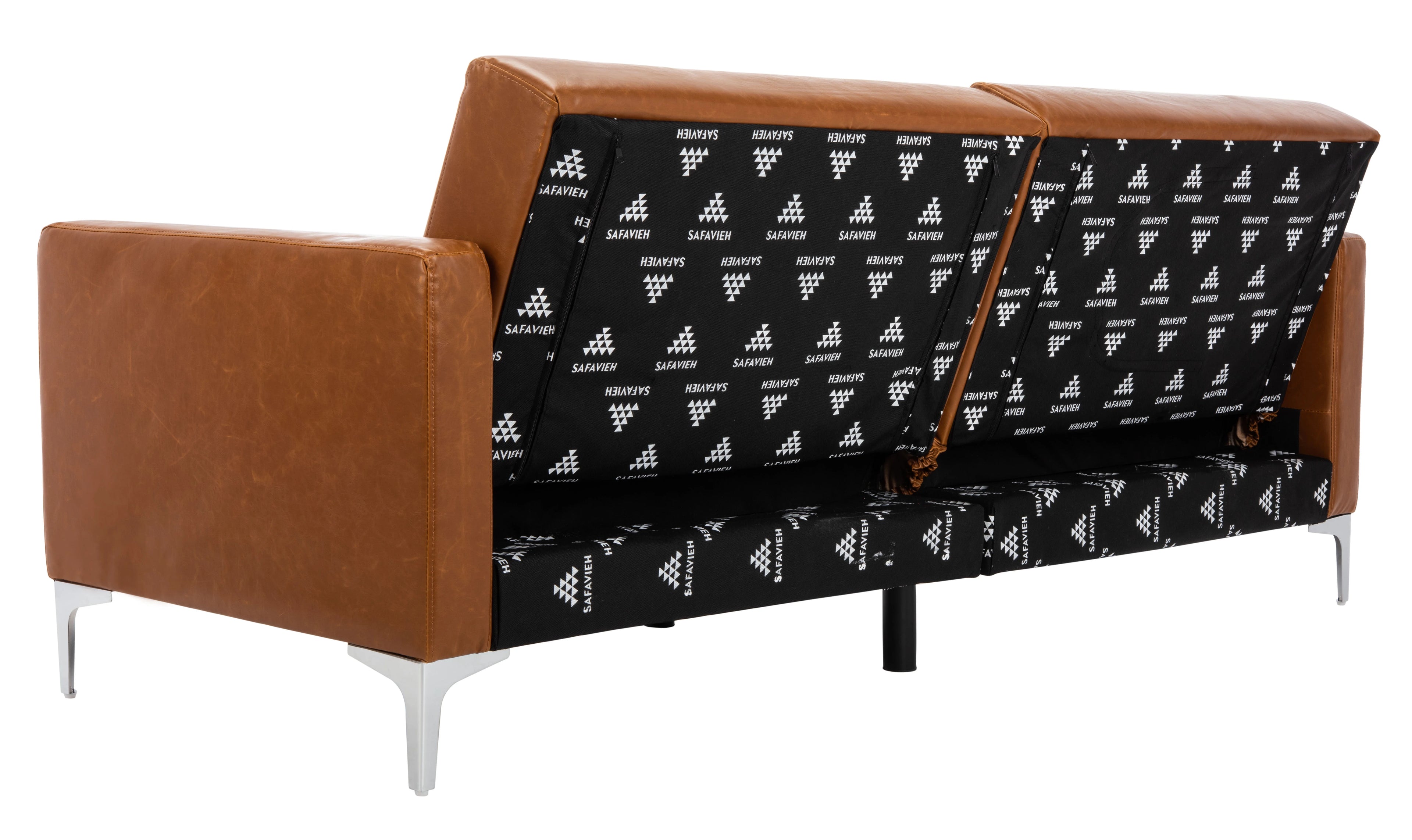 Cognac/Chrome Foldable Futon Bed W734
