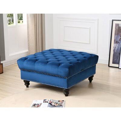 Navy Blue Tufted Ottoman A739742