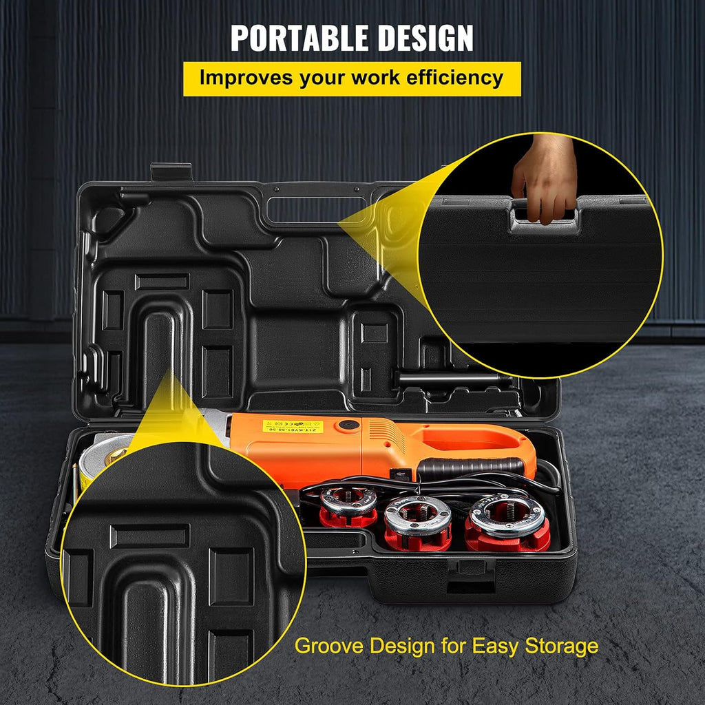 2300W Electric Pipe Threader with 4 Dies 1/2-1 1/4 & Carrying Case U680