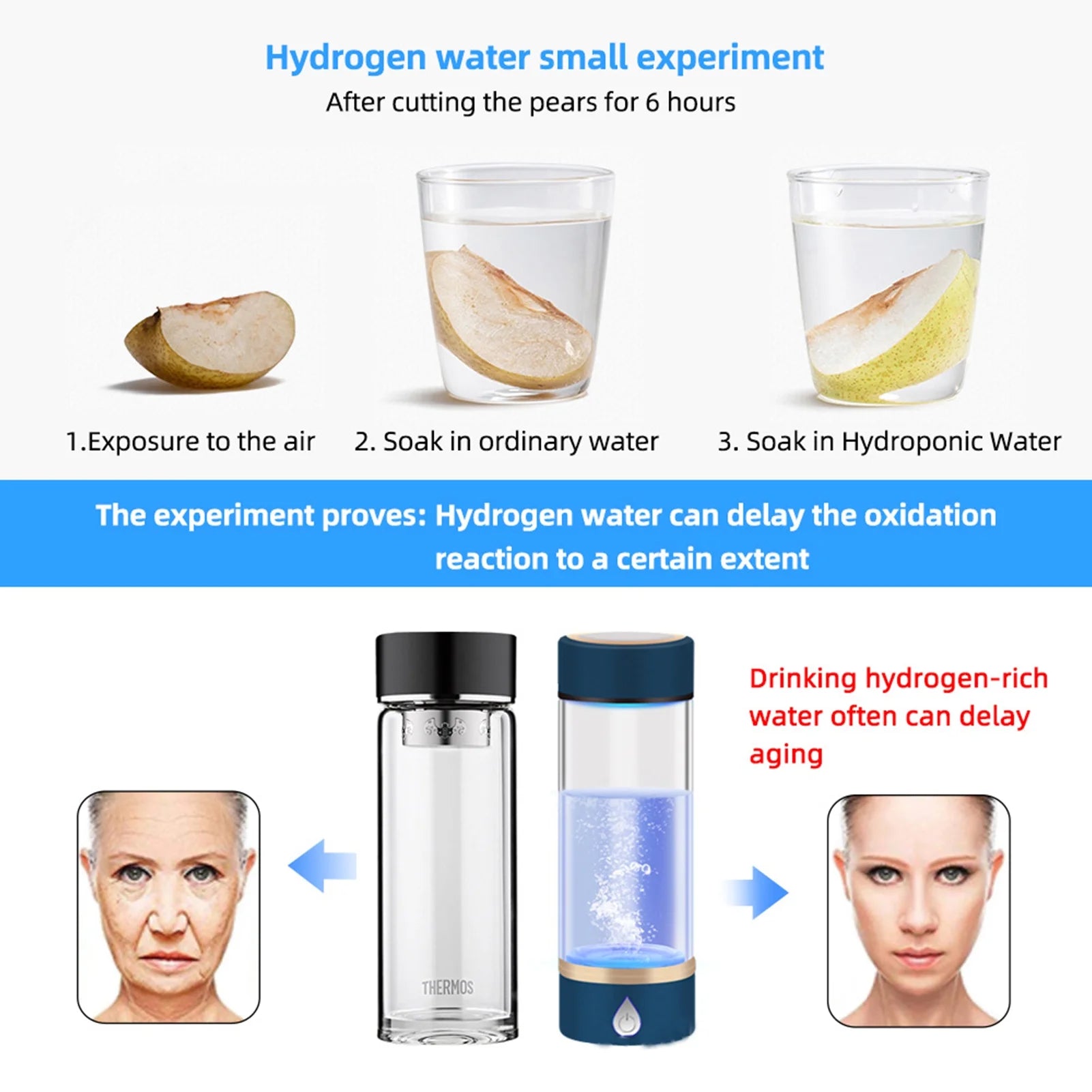 USB Rechargeable Hydrogen Rich Water Generator Bottle D775