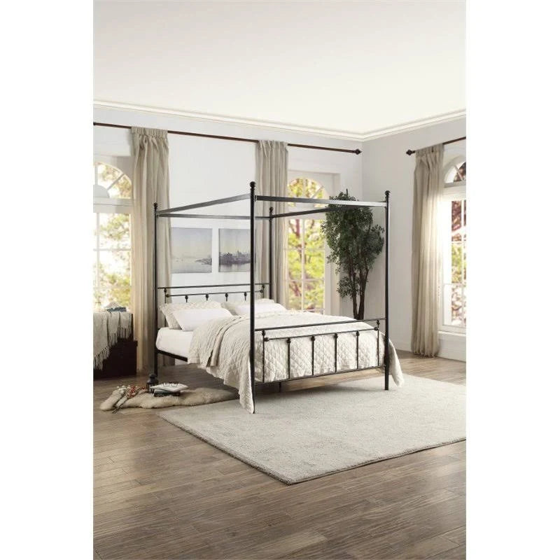Black Metal Canopy Queen Bed E574