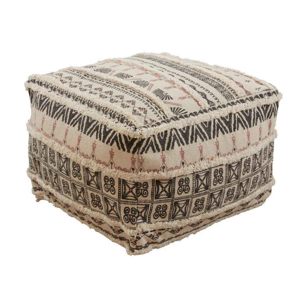 Cotton Floor Pouf with Tufted Design T6270