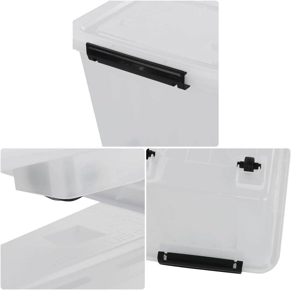 30 L Clear Plastic Storage Box with Wheels, 4-Pack F9704