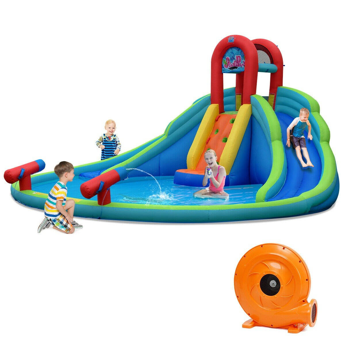 Inflatable Water Slide Bounce House with Splash Pool Y877168