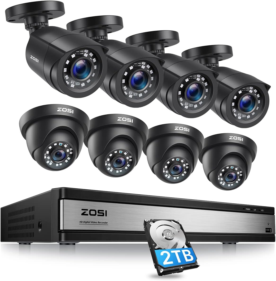 16CH 1080p Security Camera System with 2TB Hard Drive and 16 Bullet Camera with Night Vision G201849