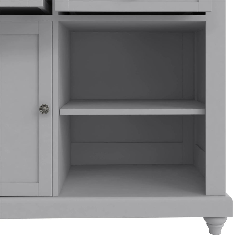 Gray Kitchen Island with 2 Stools and Drawers K844