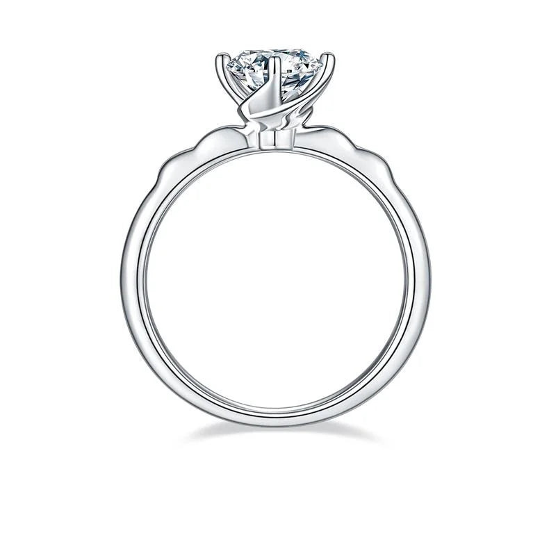 18K White Gold Plated Moissanite Solitaire Engagement Ring M693