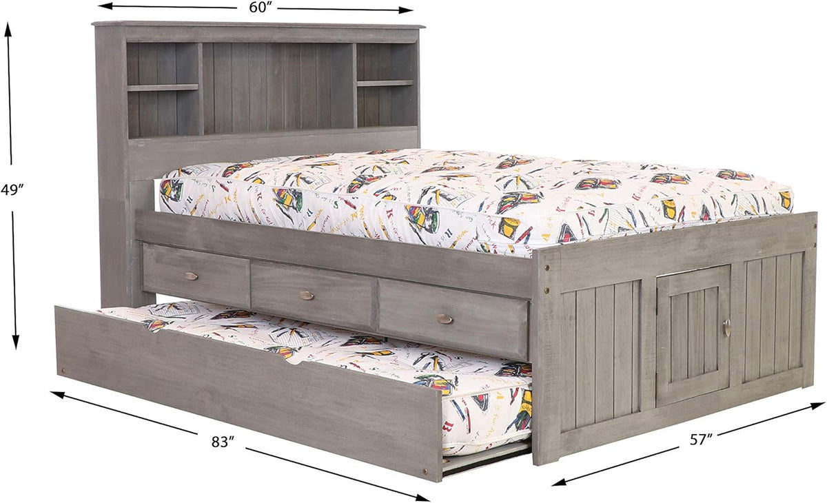 Full Bookcase Bed with 3 Drawers & Trundle H981842