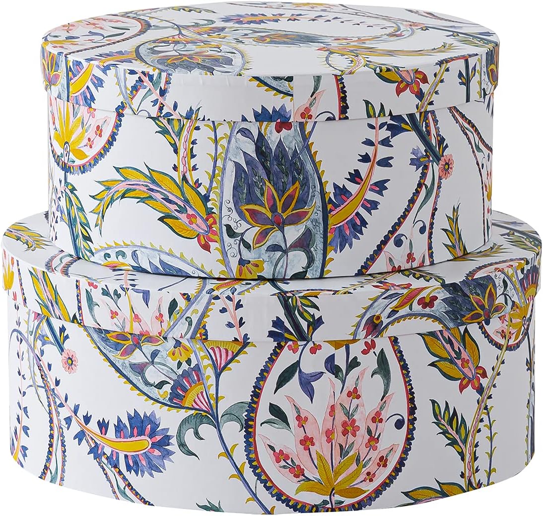 Paisley Charm Set 2 Paperboard Storage Boxes with Lids M4879