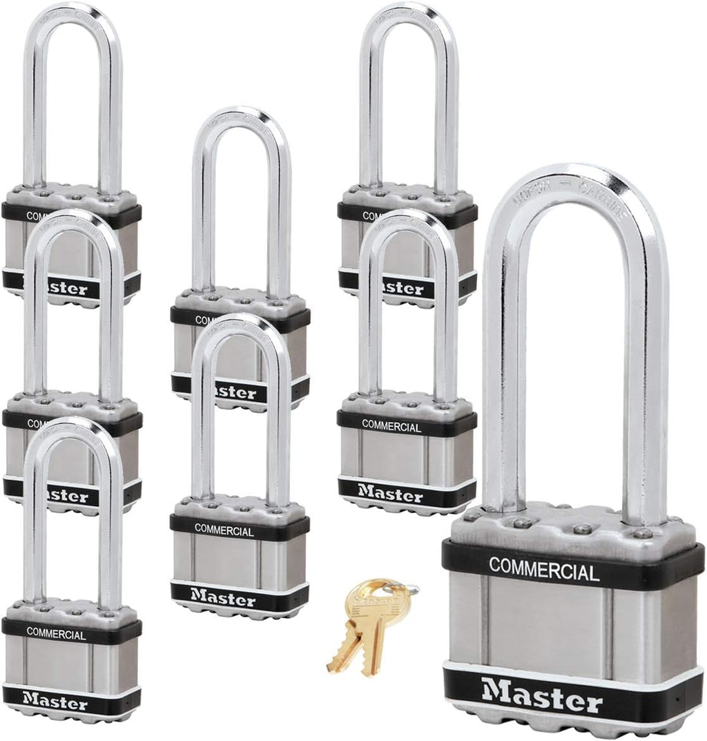 Master Lock Magnum Padlock, 8 Keyed Alike Locks A257283