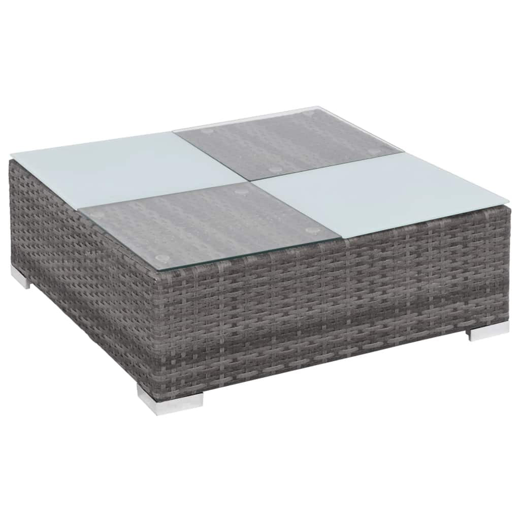 12 Piece Gray Poly Rattan Outdoor Patio Sectional Sofa with Coffee Table and Ottoman M58424