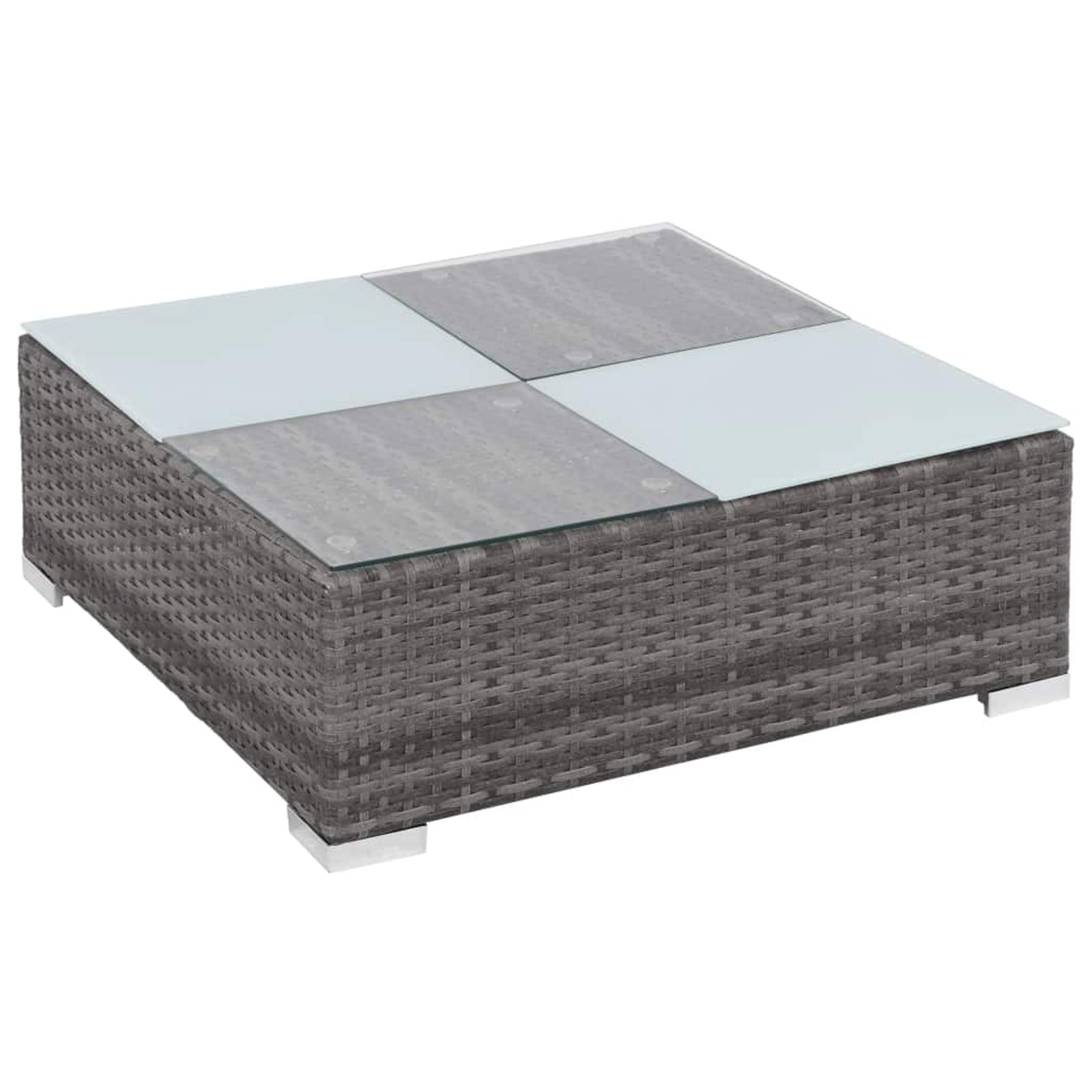 12 Piece Gray Poly Rattan Outdoor Patio Sectional Sofa with Coffee Table and Ottoman M58424