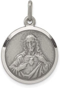 925 Sterling Silver Heart of Jesus Medal Pendant N735