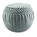 Dolphin Blue Round Woven Wool Pouf Ottoman O899415