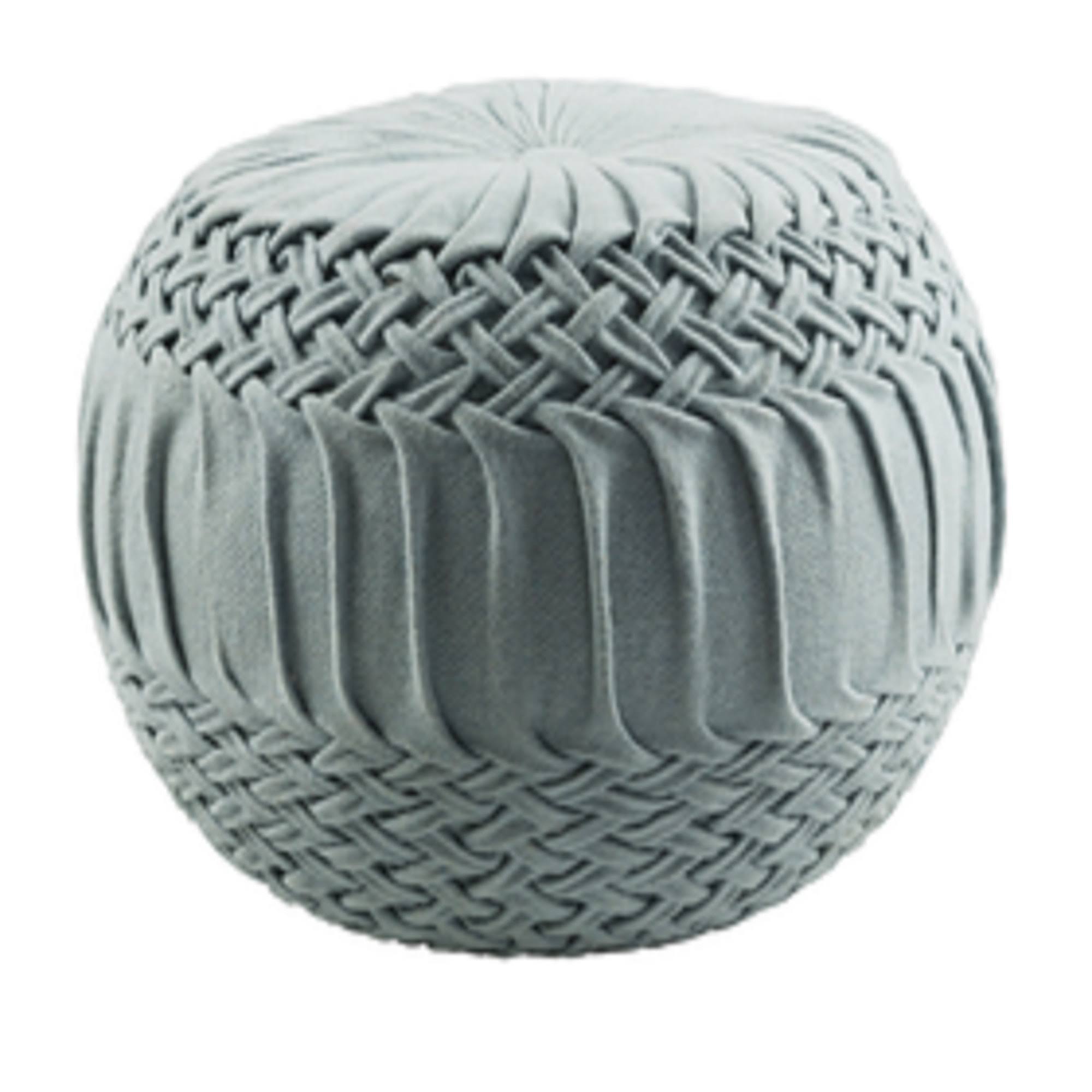 Dolphin Blue Round Woven Wool Pouf Ottoman O899415
