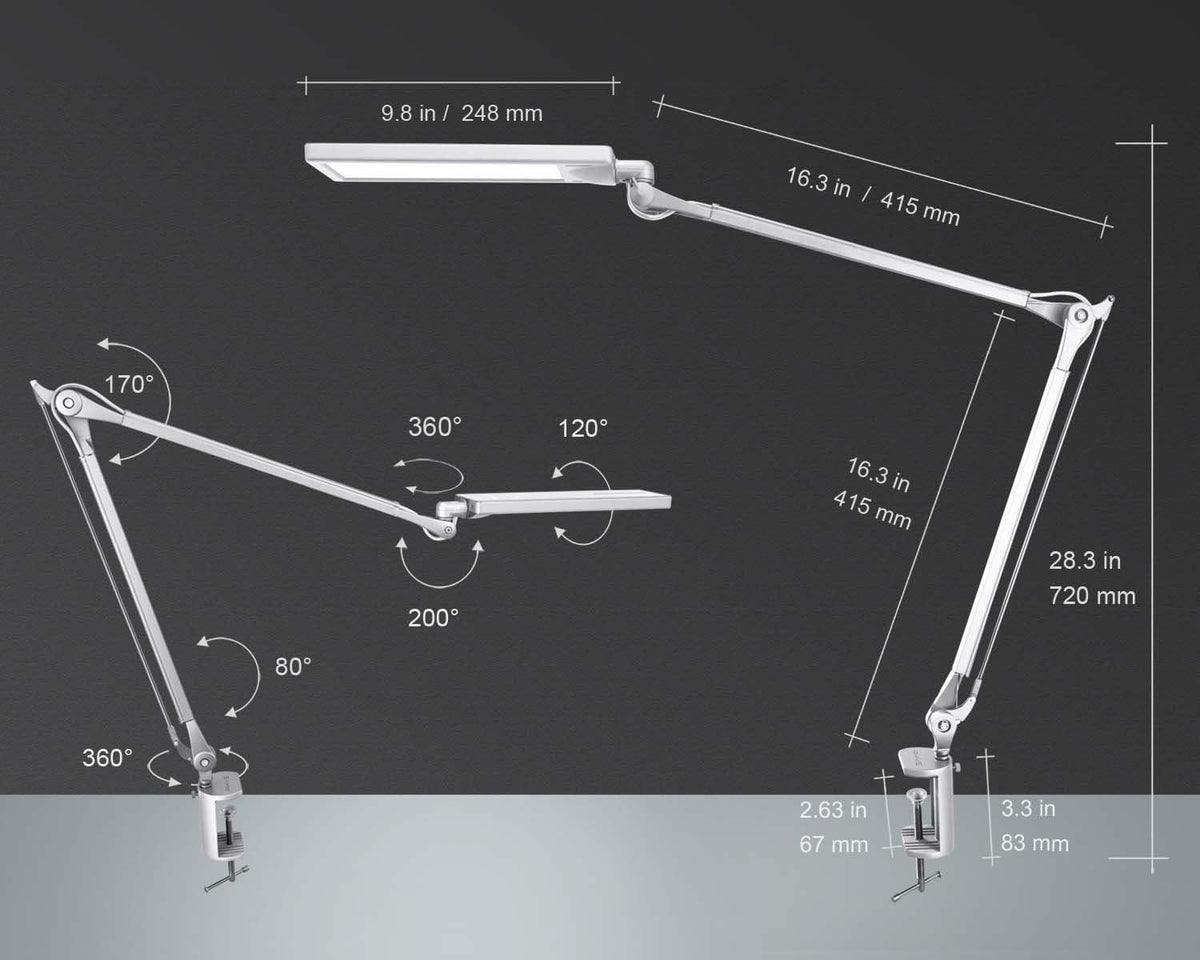 Silver Metal Swing Arm Desk Lamp with Clamp H967755