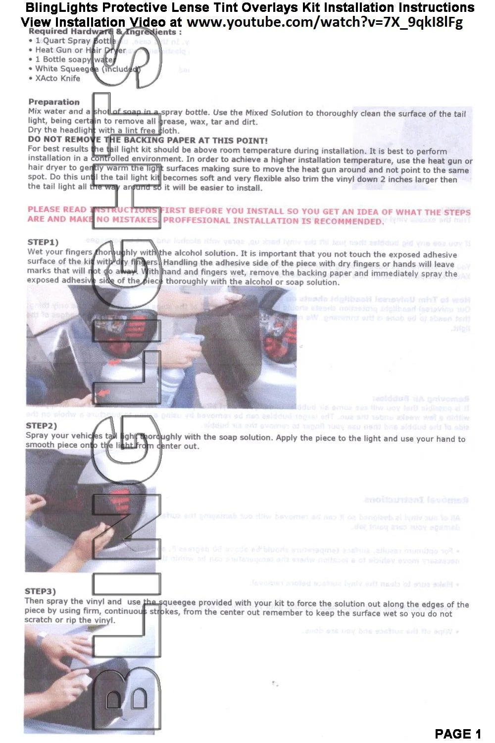 Tinted Protective Taillight Film Covers V874