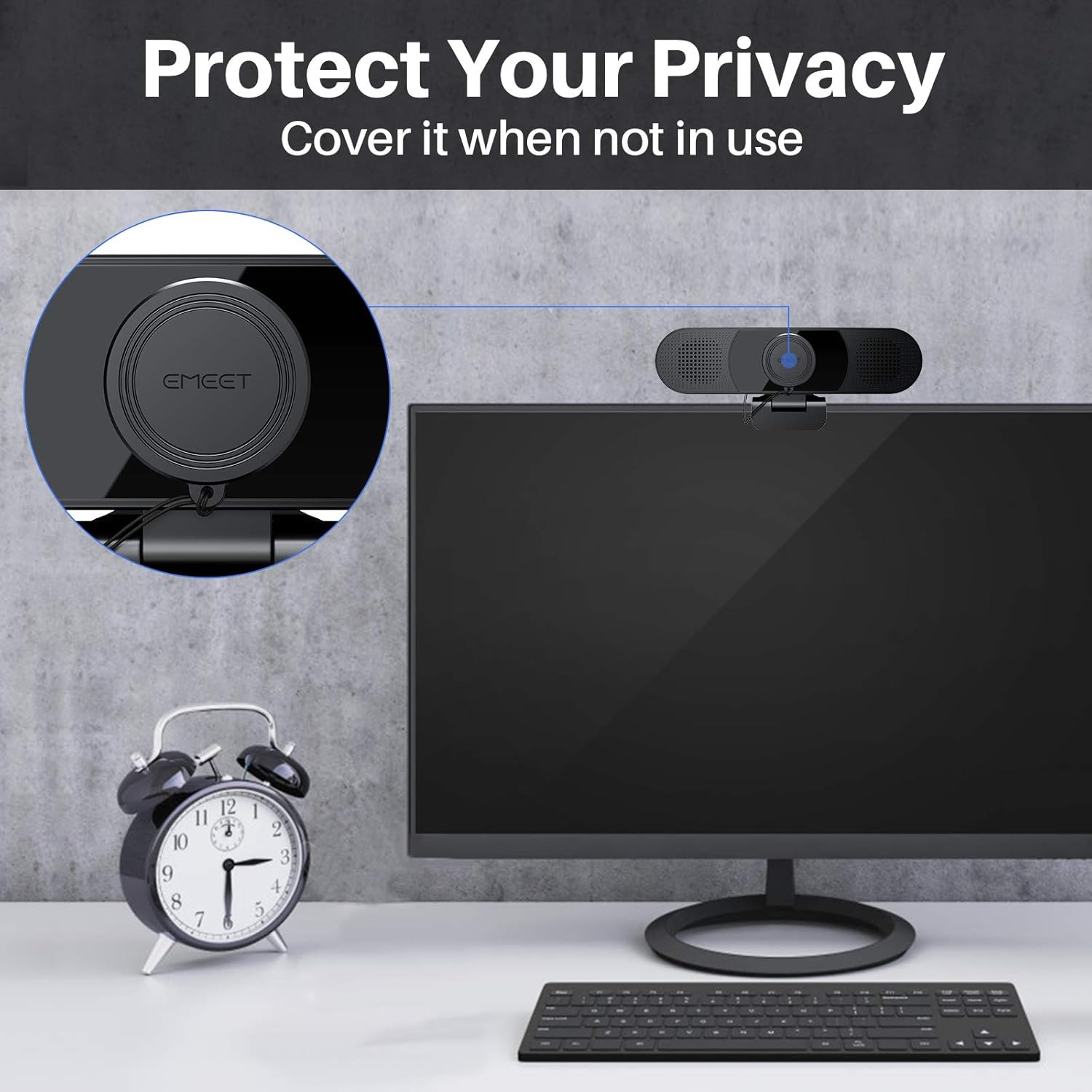 3 in 1 Webcam with Microphone, 2 Speakers, 4 Built-in Omnidirectional Microphone Arrays, 1080P N869495