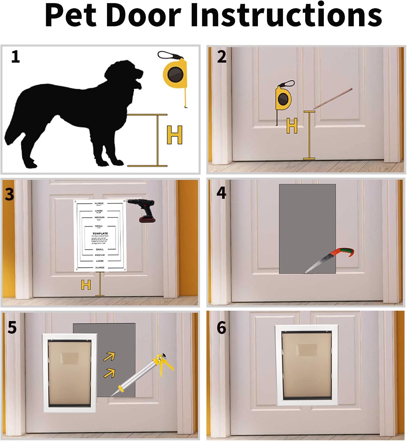 Extra Large Dog Door with Aluminum Frame and Magnetic Double Flaps C478520