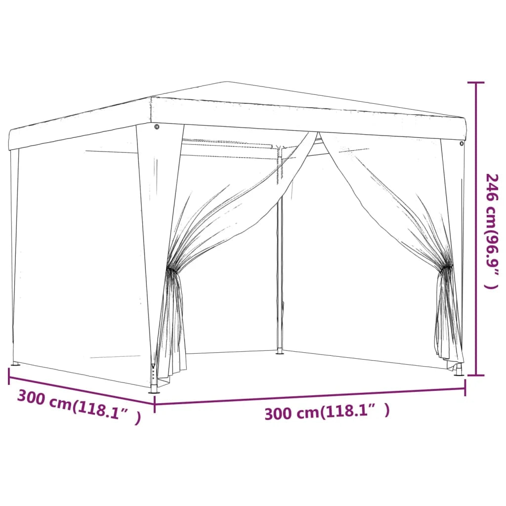 Red 9.8'x9.8' HDPE Party Tent with 4 Mesh Sidewalls X516035