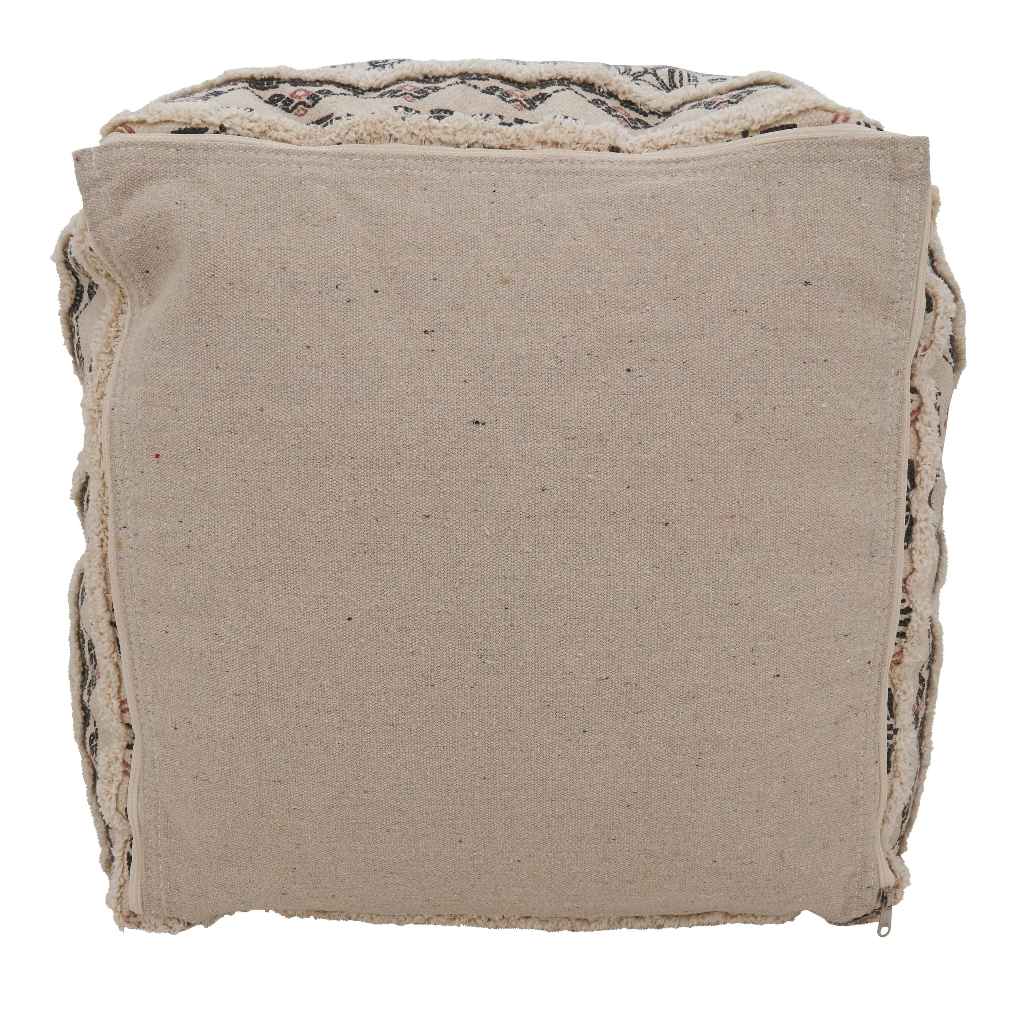 Cotton Floor Pouf with Tufted Design T6270