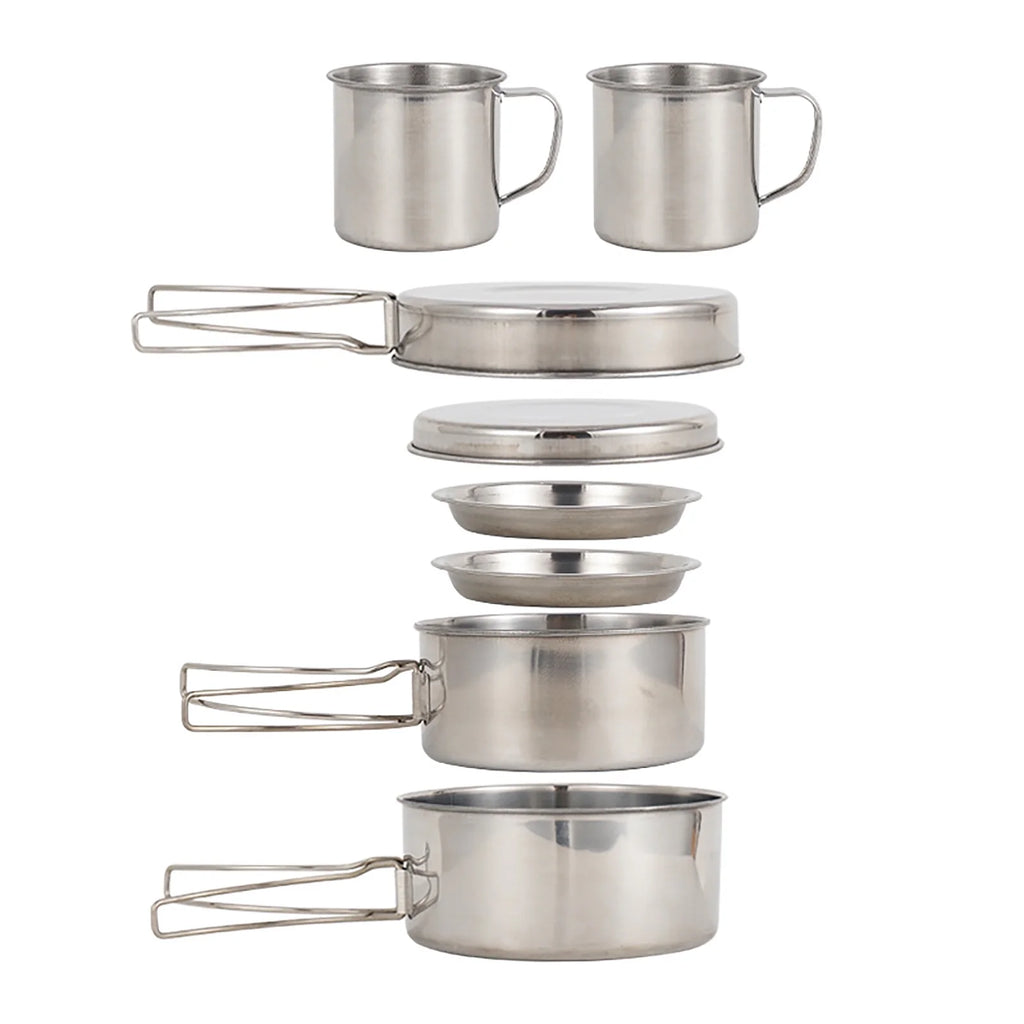 8PCS Stainless Steel Camping Cookware Mess Kit P892