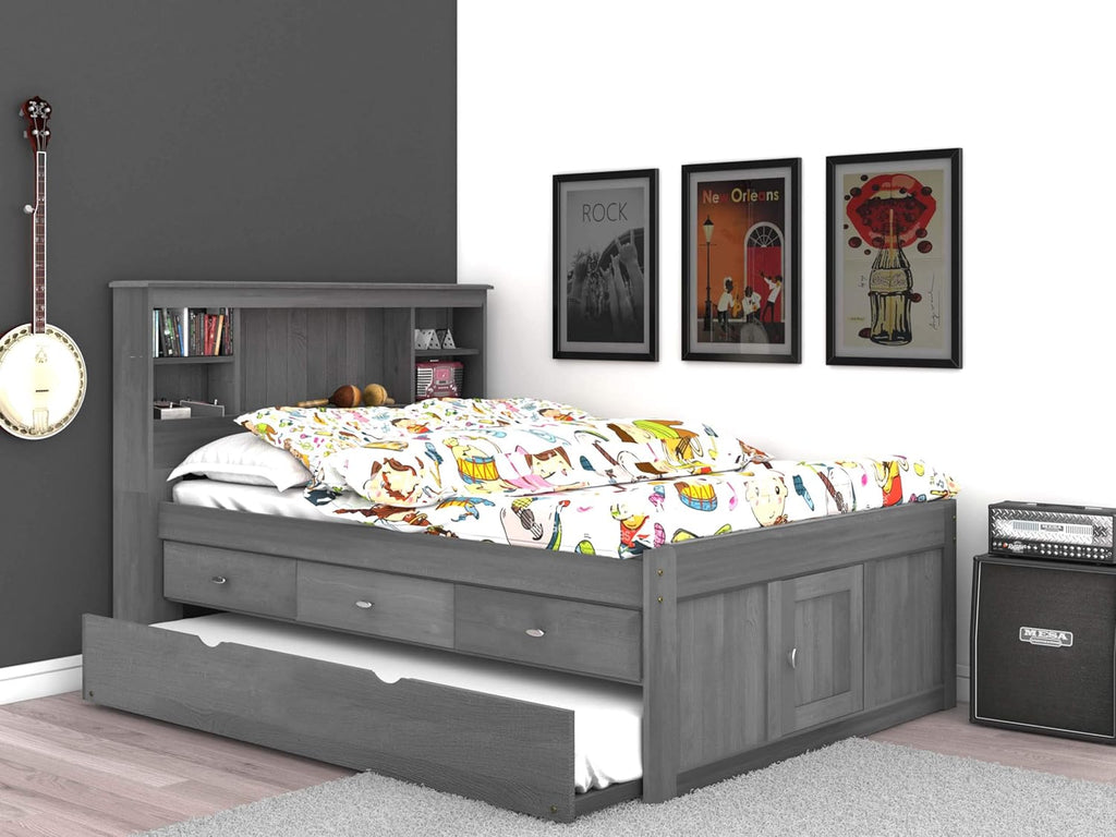 Full Bookcase Bed with 3 Drawers & Trundle H981842