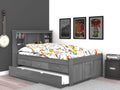 Full Bookcase Bed with 3 Drawers & Trundle H981842