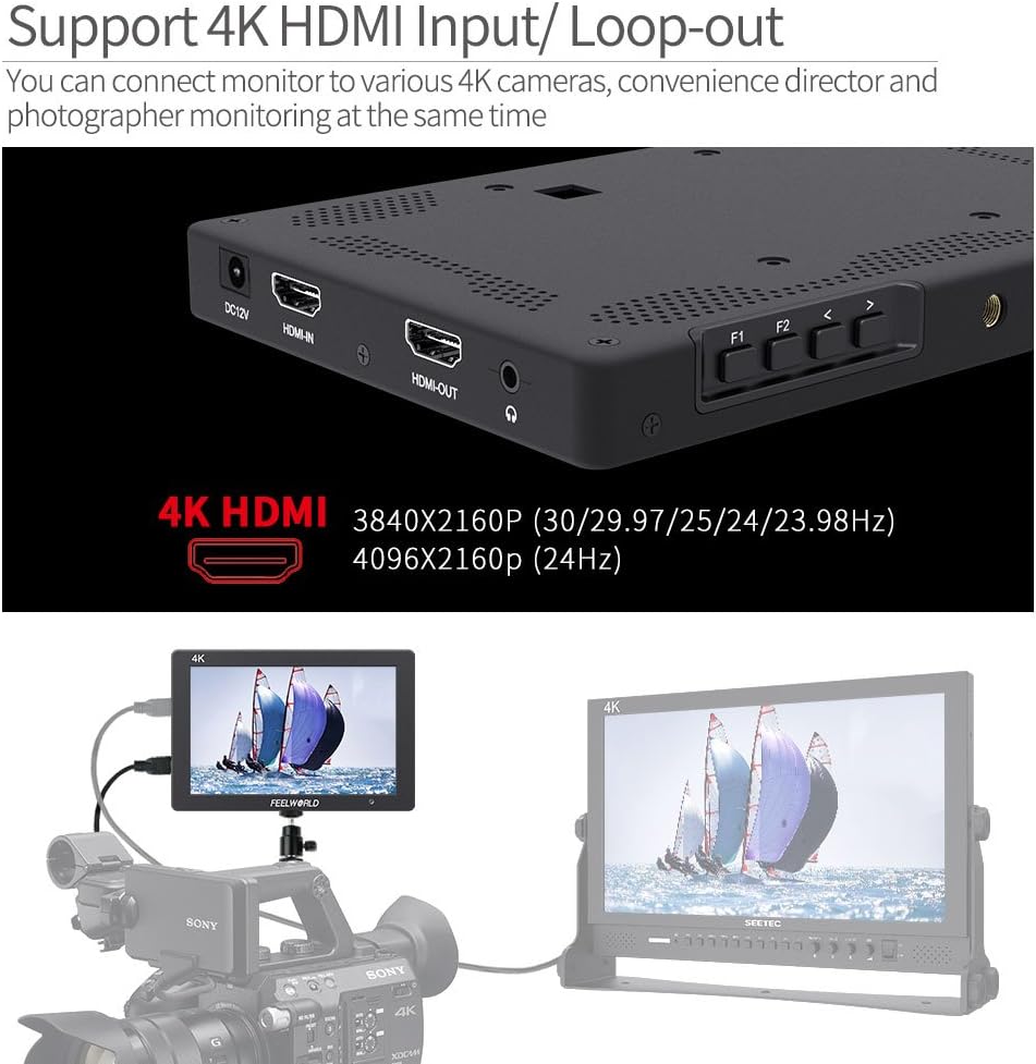 7 Inch IPS 4K HDMI Camera Field Monitor with Solid Aluminum Housing D682242