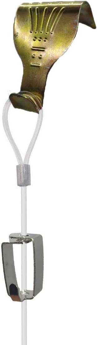 10-Pack Picture Molding Hook Set with Crown Moulding Hooks, Clear Looped Cables, White Picture Rail Hooks, 39 inch Cord I49652