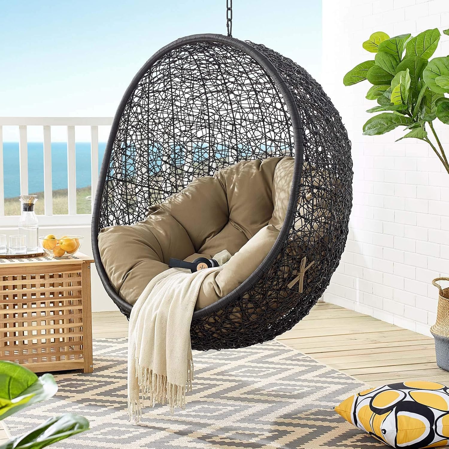 Black Turquoise Outdoor Patio Lounge Chair T360779