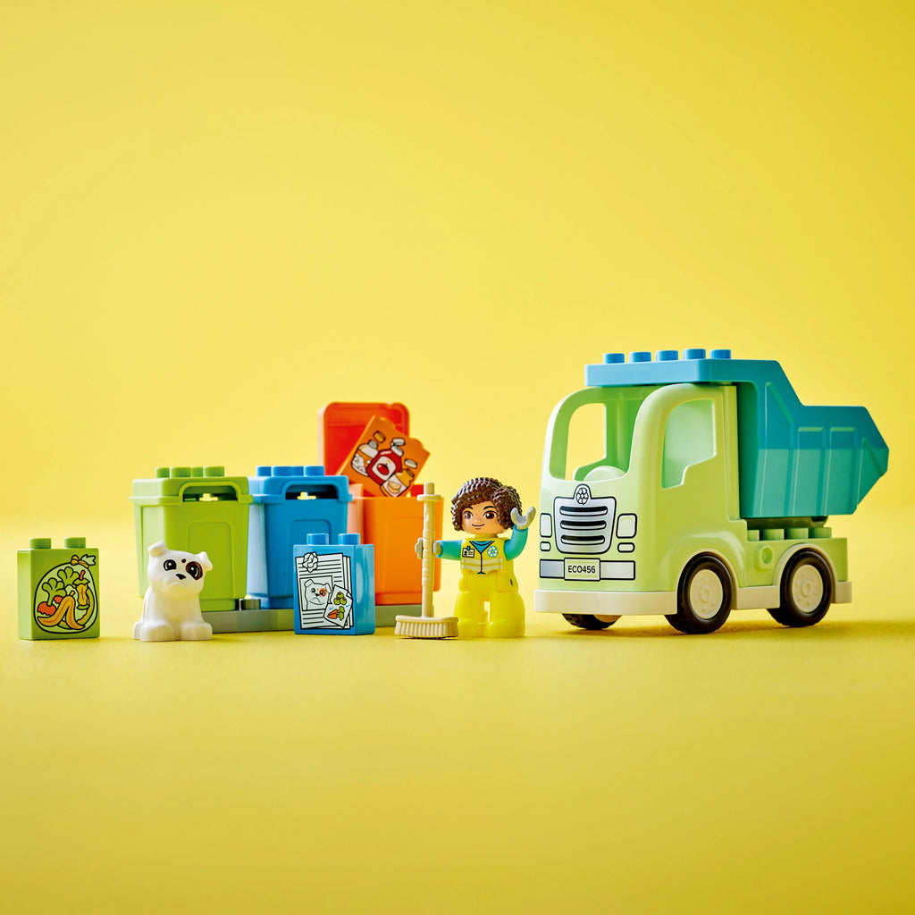 Recycling Truck Building Toy Set with 3 Sorting Bins E802
