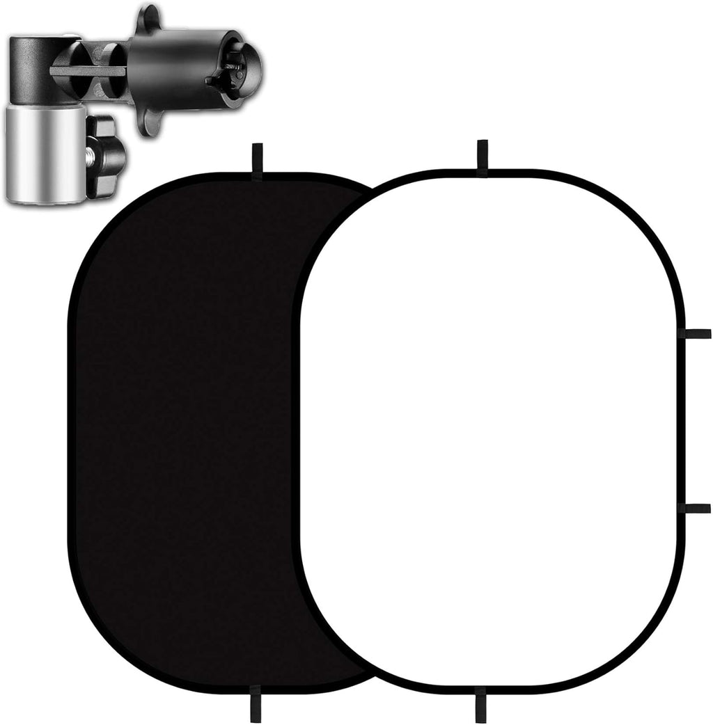 Black White 5x6.6ft Pop Up Backdrop with Carry Case F4258
