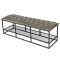 Gray Green Button Tufted Faux Leather Storage Bench F288310