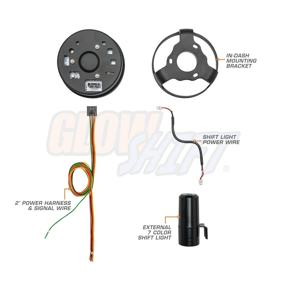 Tinted 7 Color 10,000 RPM Tachometer Gauge with Shift Light D530302