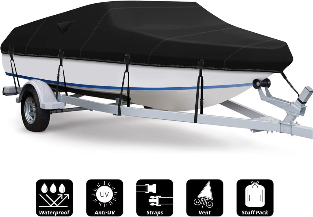 600D Waterproof Heavy Duty Canvas Boat Cover 17-19 ft D6993