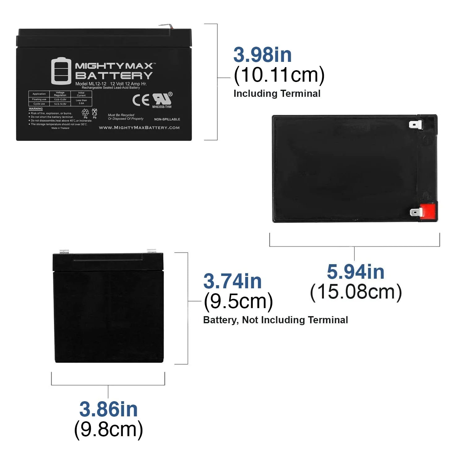 12V 12Ah F2 Scooter Battery - 4 Pack O618