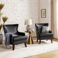 Black Faux Leather Wingback Accent Chairs Set Of 2 B841