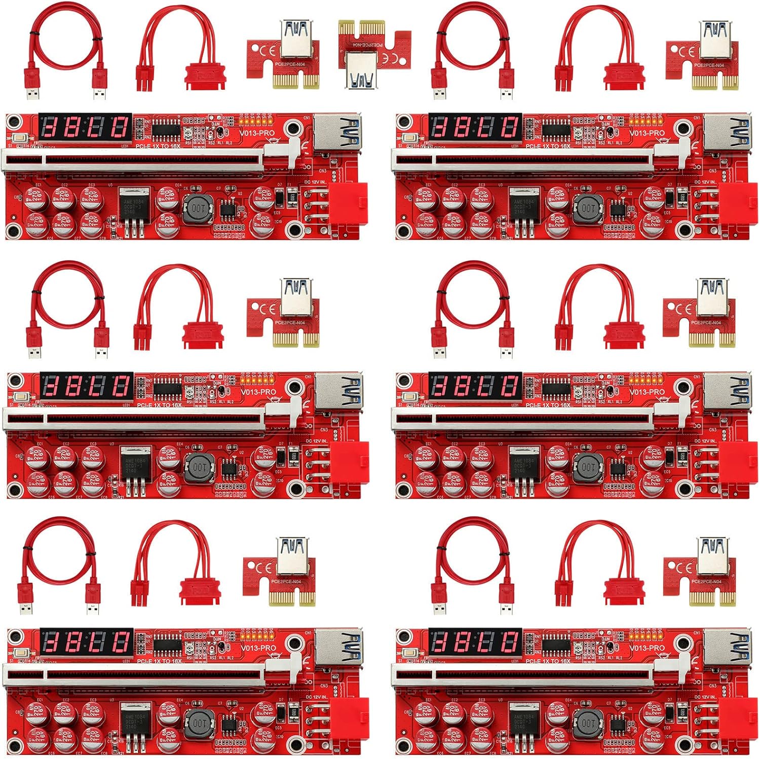 2 Pack PCIE Riser 1X to 16X Graphics Extension Adapter Card with USB 3.0 Cable E6889