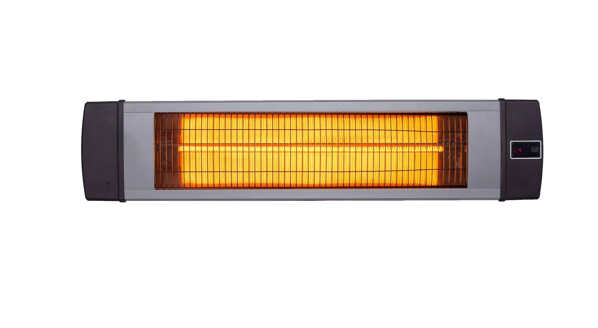 Silver 34.6-In. Wide Electric Carbon Infrared Heat Lamp with Remote Control E544