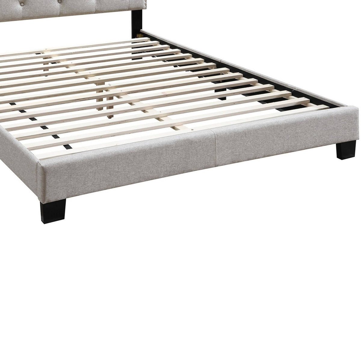 Twin Bed with Button Tufted Scalloped Headboard, Light Brown P418519