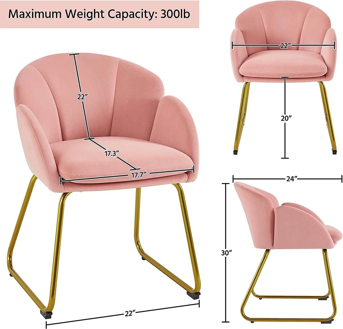 Flower Velvet Barrel Chair with Golden Metal Legs M7616