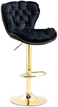 Rose Red Velvet Tufted Counter Stools with Gold Base M4599