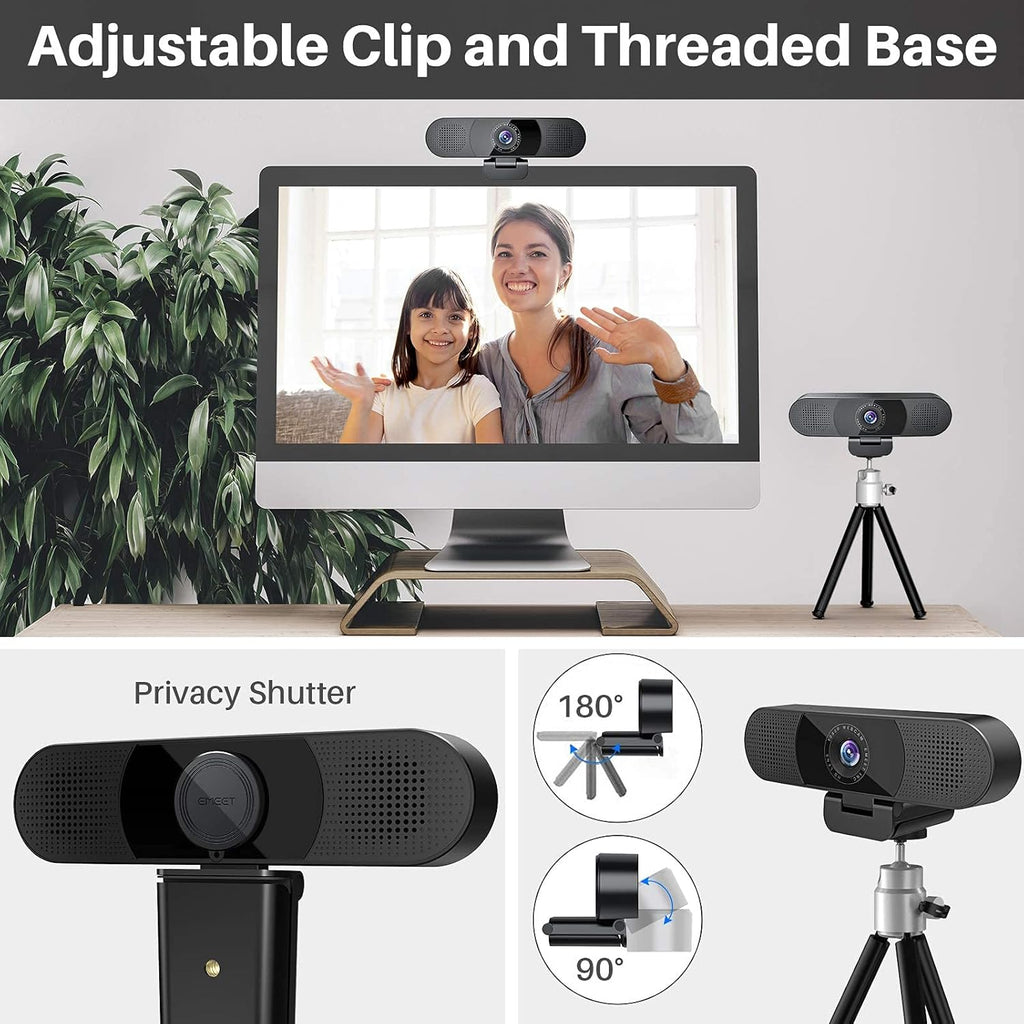 3 in 1 Webcam with Microphone, 2 Speakers, 4 Built-in Omnidirectional Microphone Arrays, 1080P N869495
