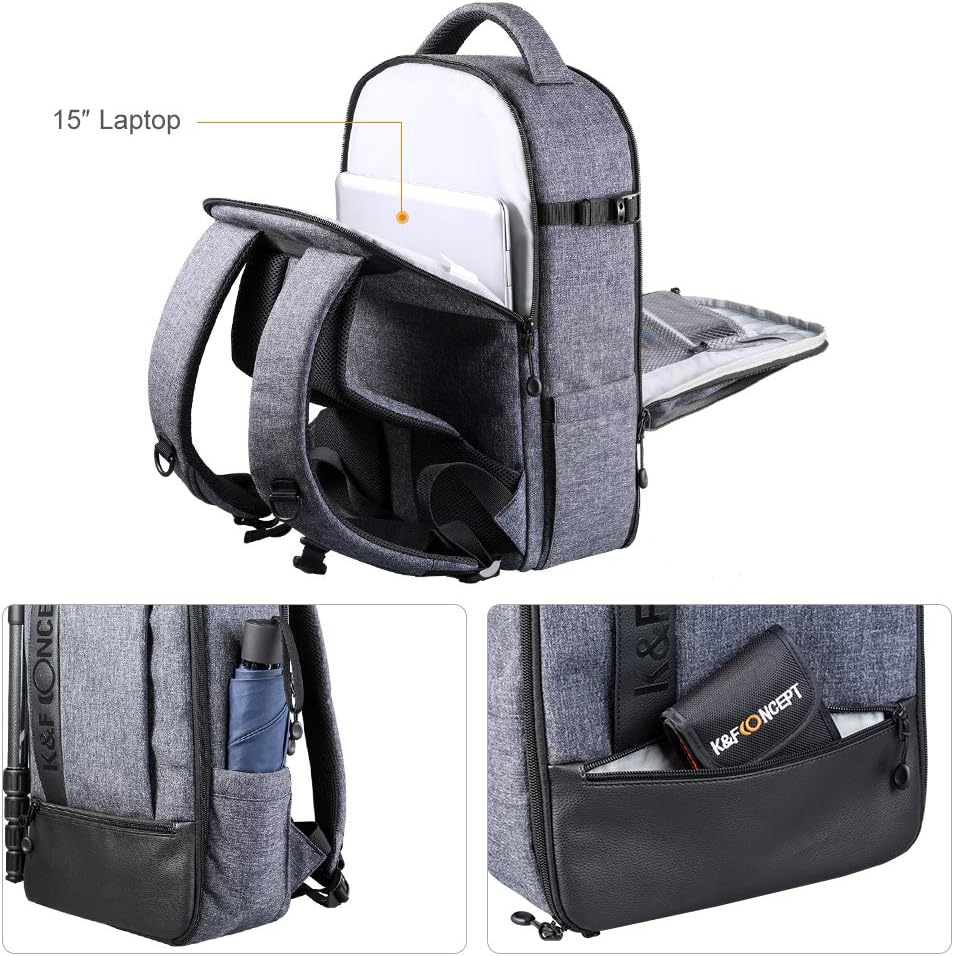 Camera Backpack for DSLR Cameras, 14-15 inch Laptop, Tripod, Lenses U7811