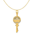 14K Yellow Gold Polished Key Pendant Charm With 10K Yellow Gold Rope Chain Necklace 16'' R948829