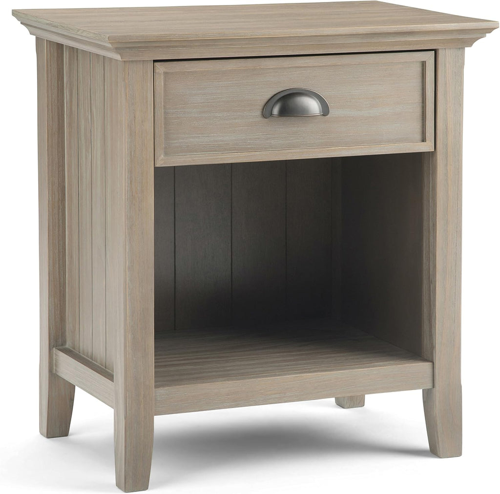 Distressed Grey Solid Wood Night Stand with 1 Drawer and 1 Shelf K379